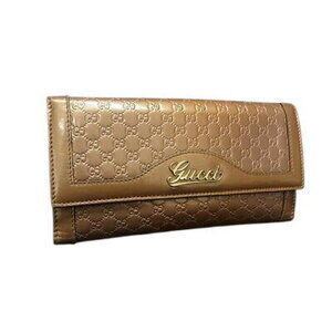 Gucci Guccissima Long Wallet Pink Beige Patent Vernis Patent Bifold